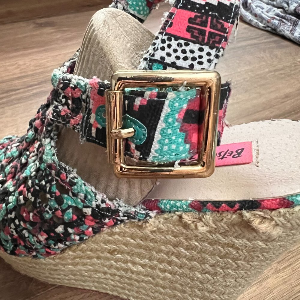 Betsey Johnson Beckeyy Braided Platform Jute Sandals Sz 8.5 - Picture 12 of 15